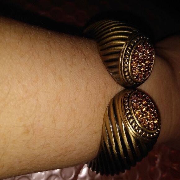 NWT bronze hinged cuff bracelet, multi/mini Orange - Picture 4 of 7